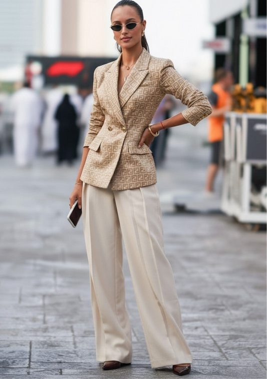 Jblonde Classic Beige Imprint Blazer