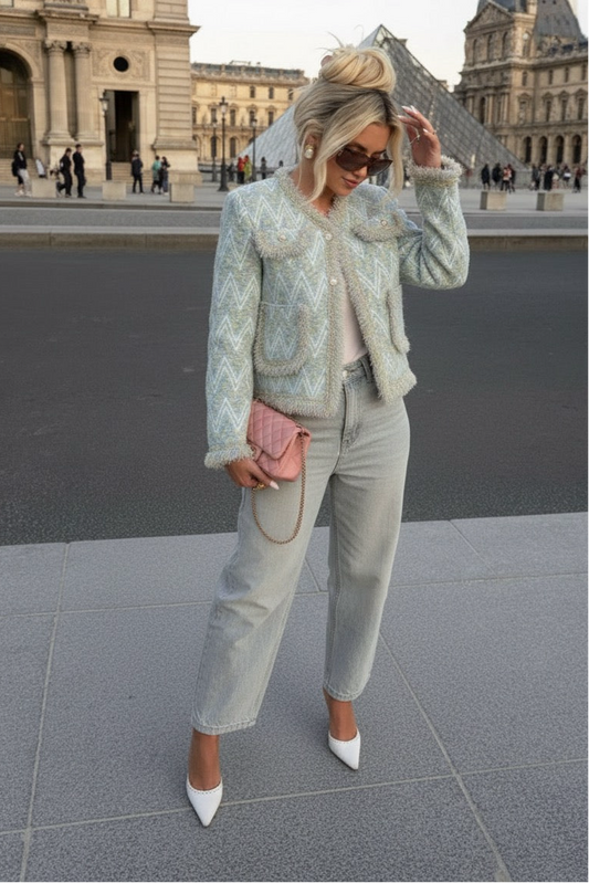 Jblonde Chevron Pearl Cardi