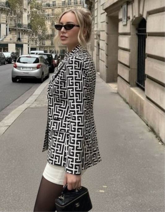 Jblonde Black & White Classic Imprint Blazer