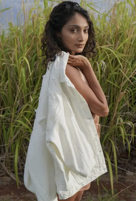 White Distressed Denim Jacket