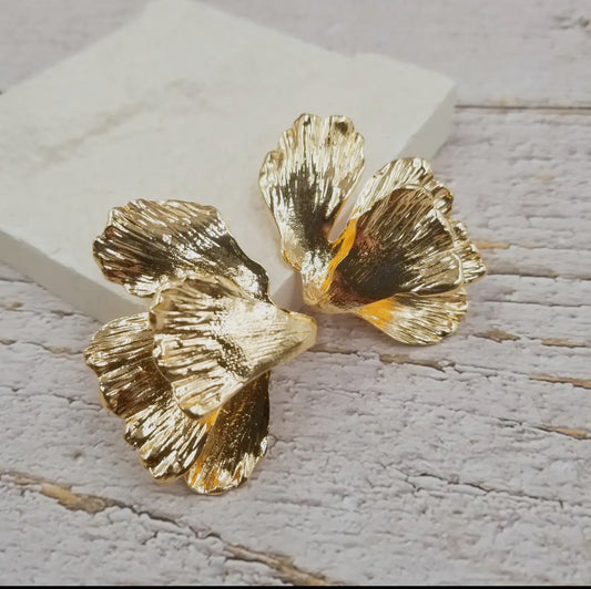 Gold Ginko Leaf Earrings