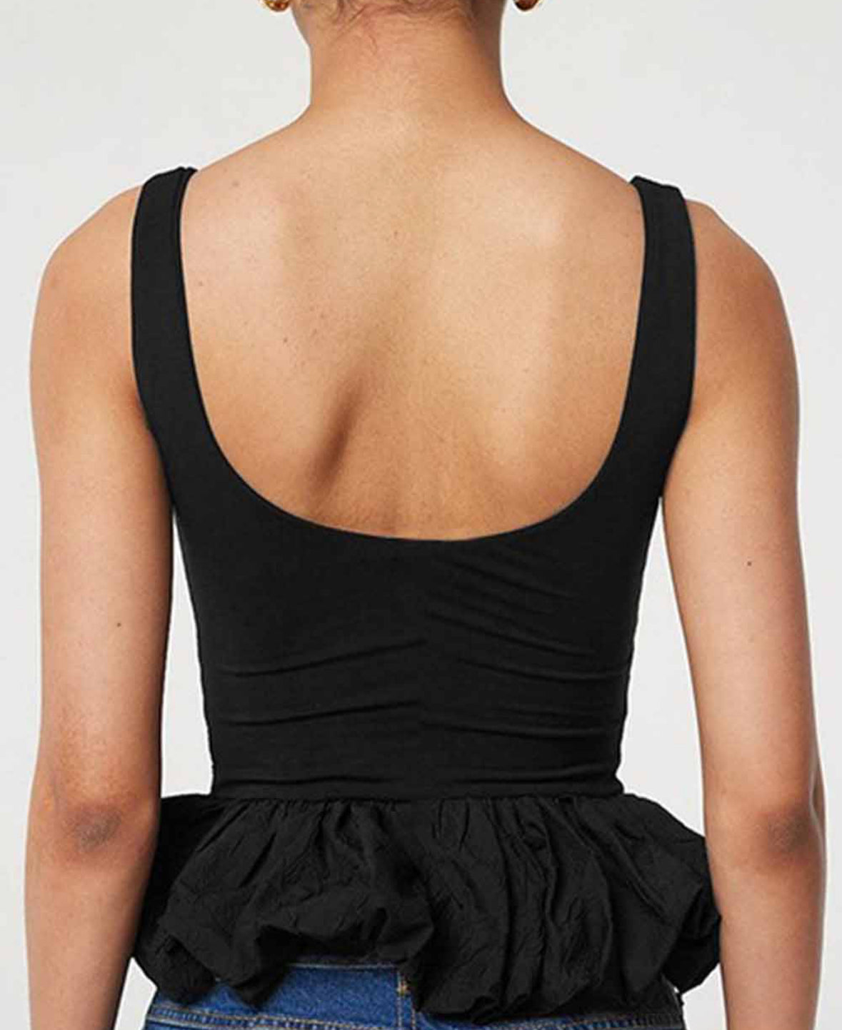 Puff Hem Black Tank