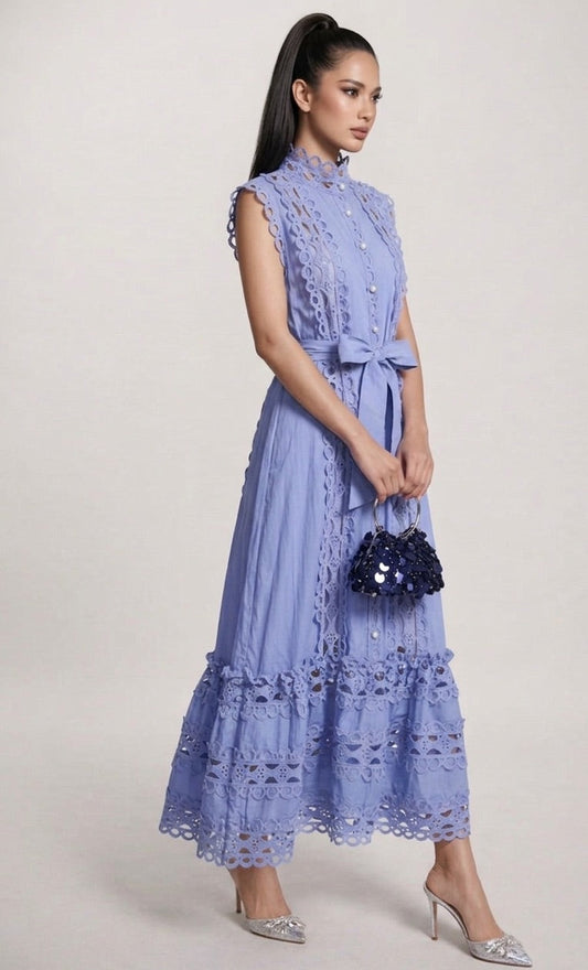 Lace Panel Midi Dress