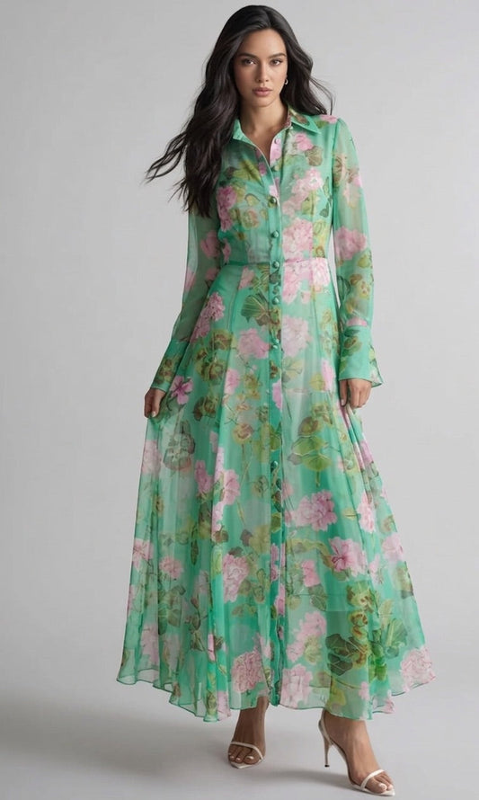 Floral Chiffon Garden Party Dress