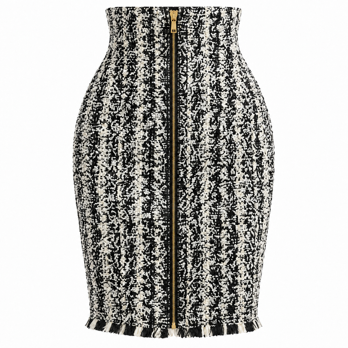 Power Play Gold-Zip Tweed Skirt view 3