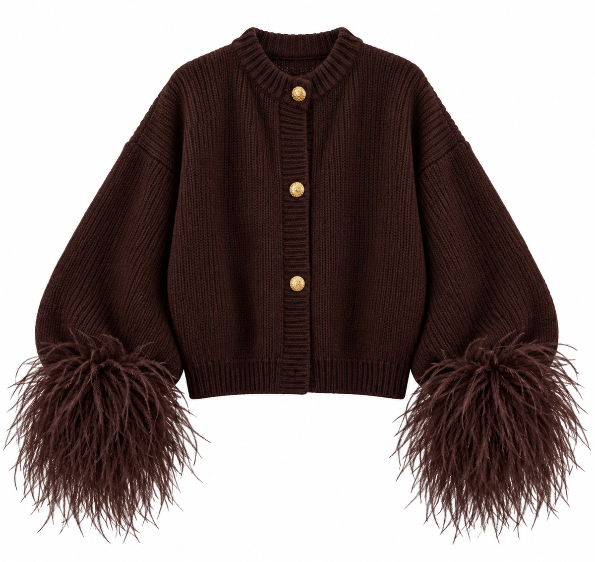 Espresso After Dark Feather Cardigan view 4