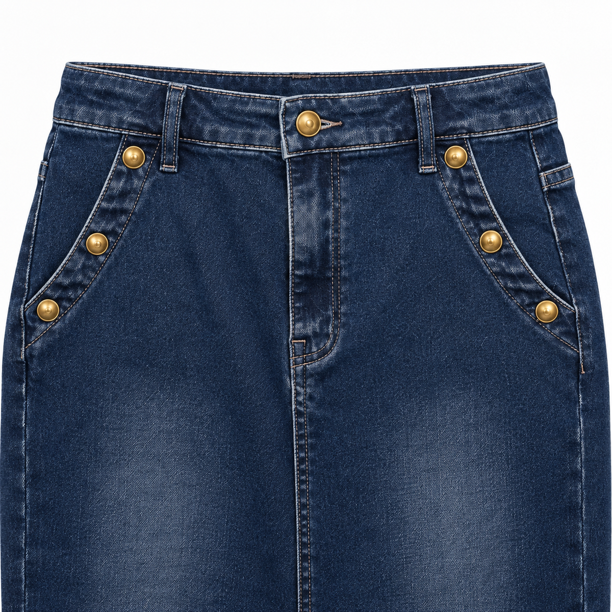 Gold Rush Denim Midi Skirt view 7