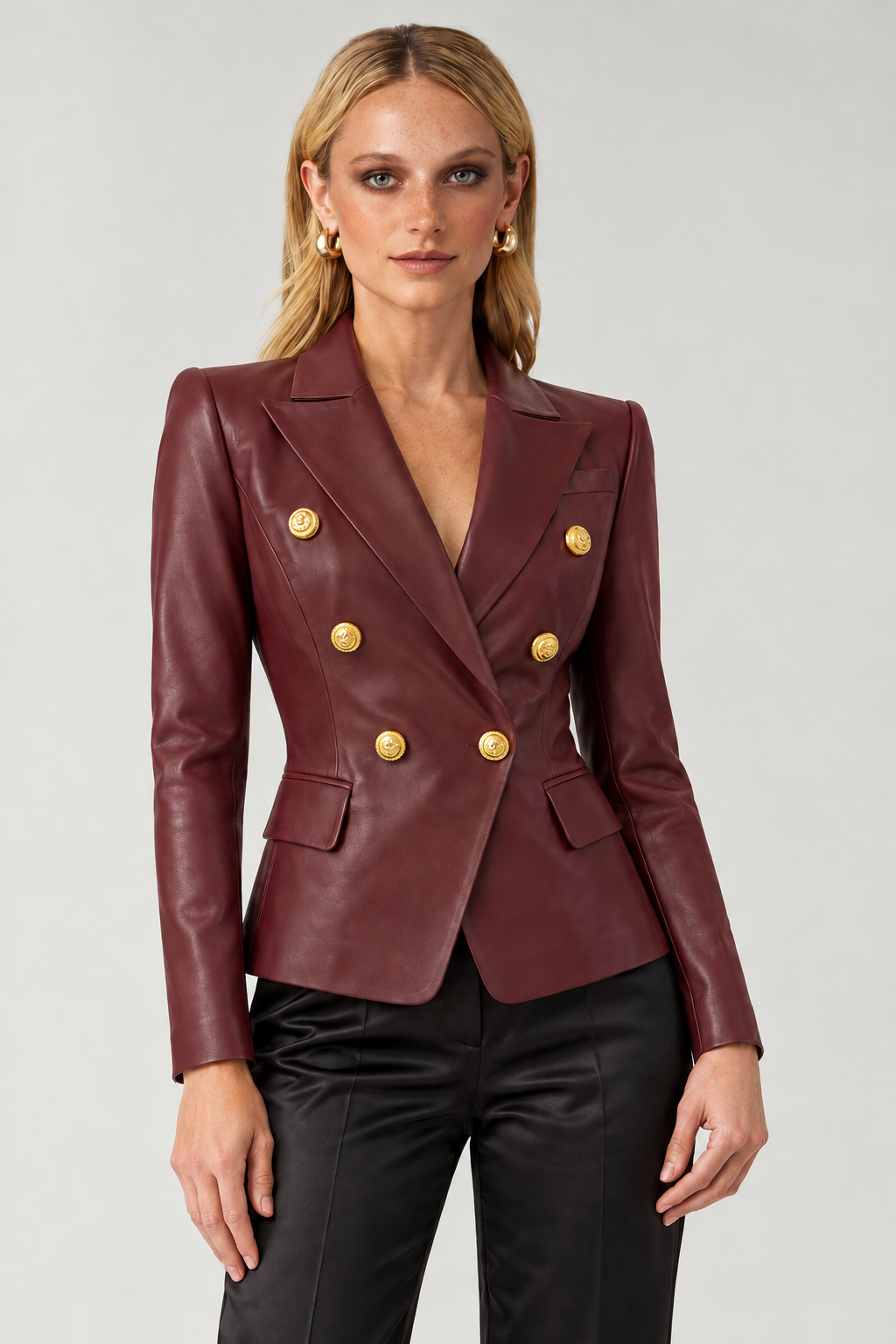 Merlot Hour Gold-Button Blazer