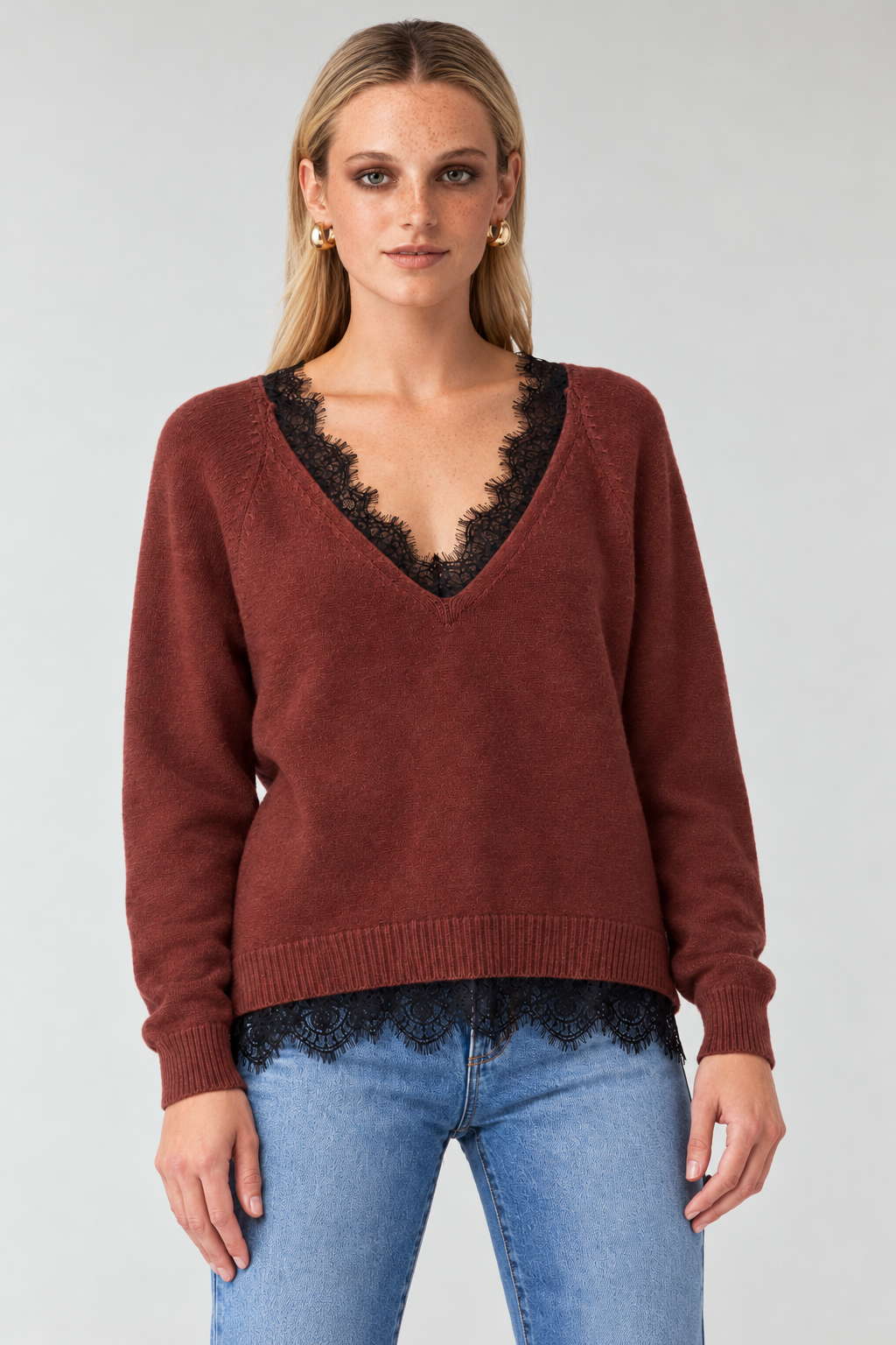 After Hours Lace-Trim Sweater