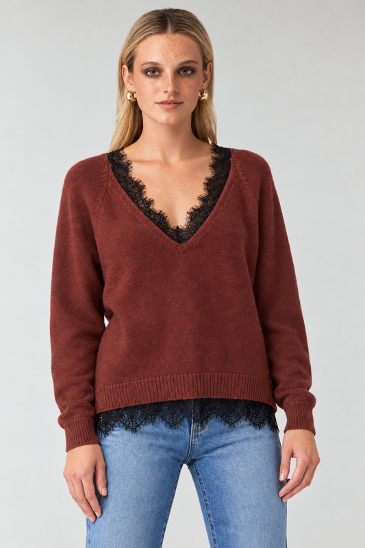 After Hours Lace-Trim Sweater