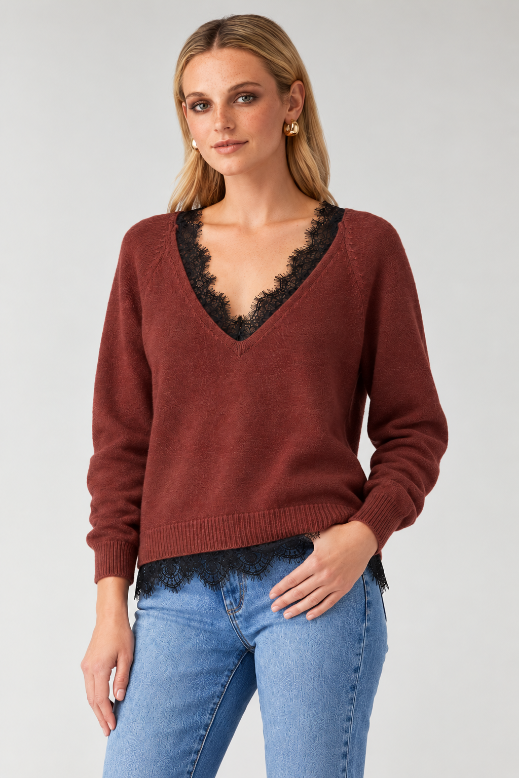 After Hours Lace-Trim Sweater view 2