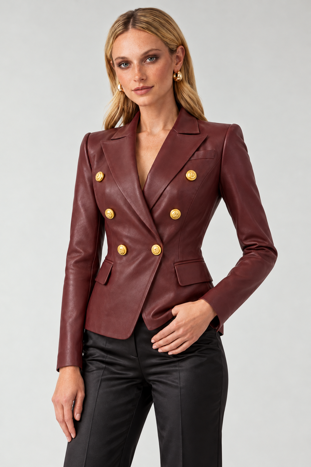Merlot Hour Gold-Button Blazer view 2