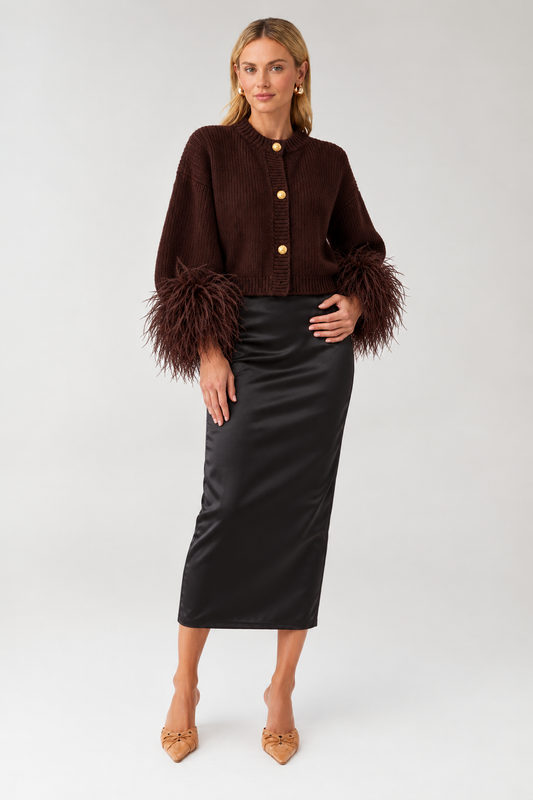 Espresso After Dark Feather Cardigan view 3