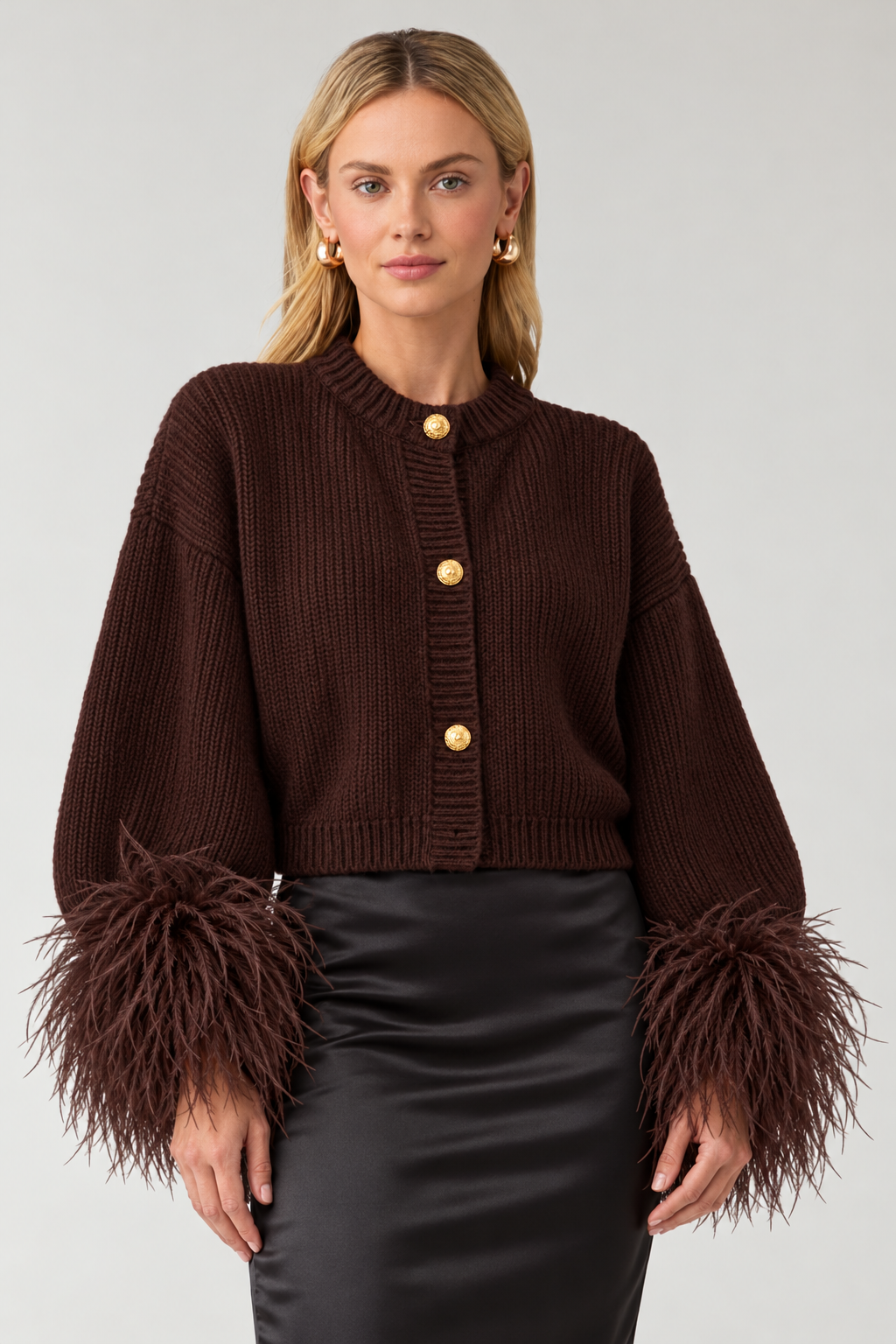 Espresso After Dark Feather Cardigan
