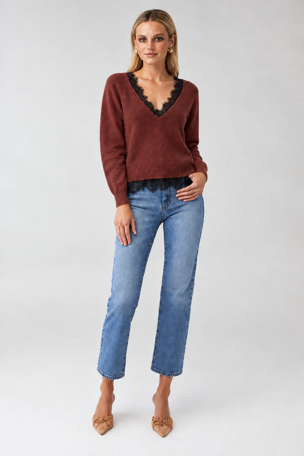 After Hours Lace-Trim Sweater view 4
