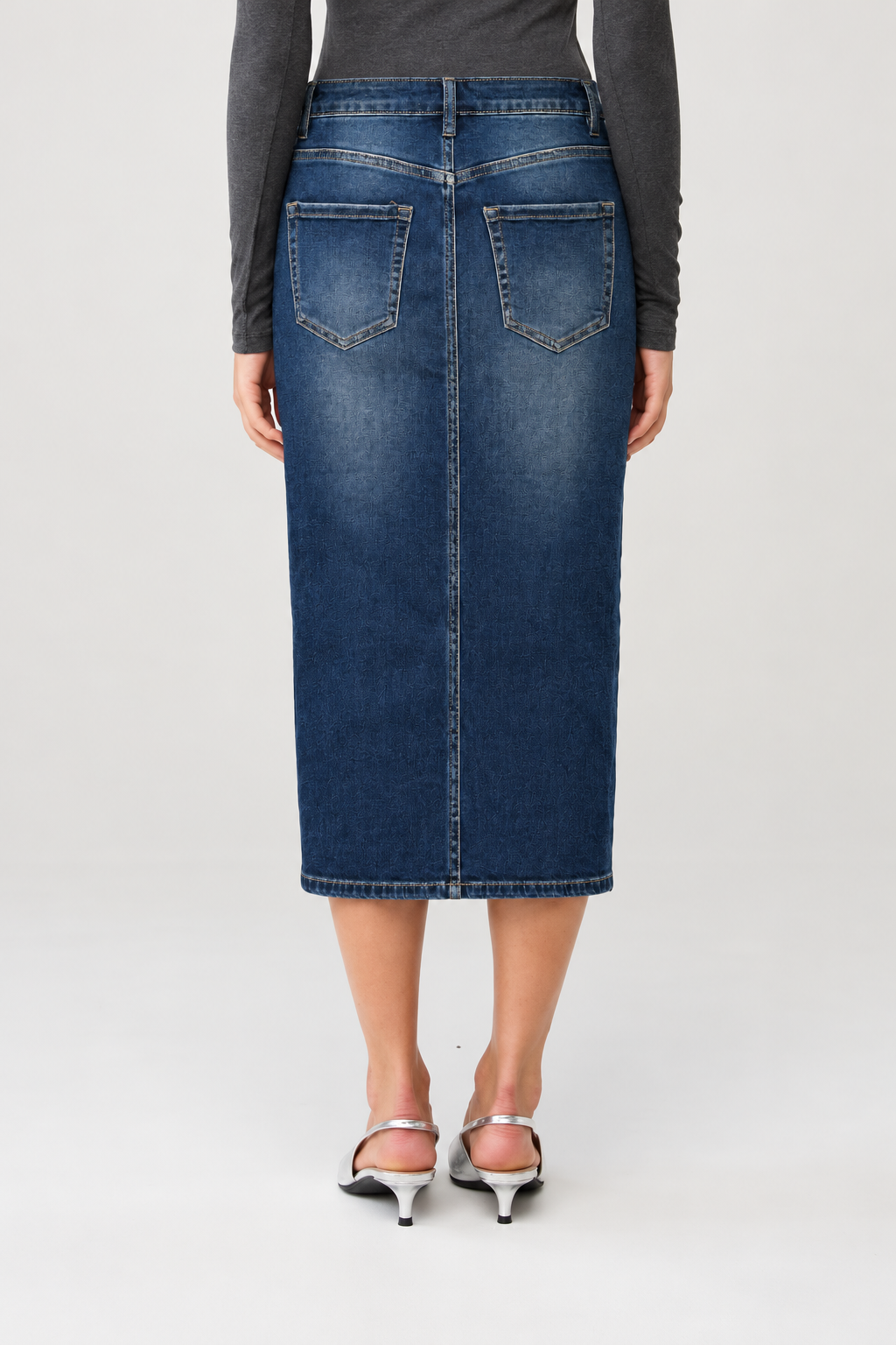 Gold Rush Denim Midi Skirt view 4