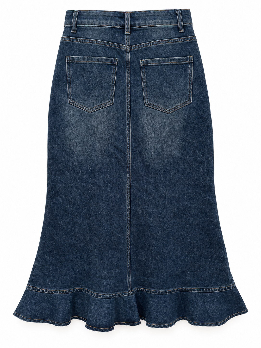 Blue Note Ruffle Denim Midi Skirt view 6