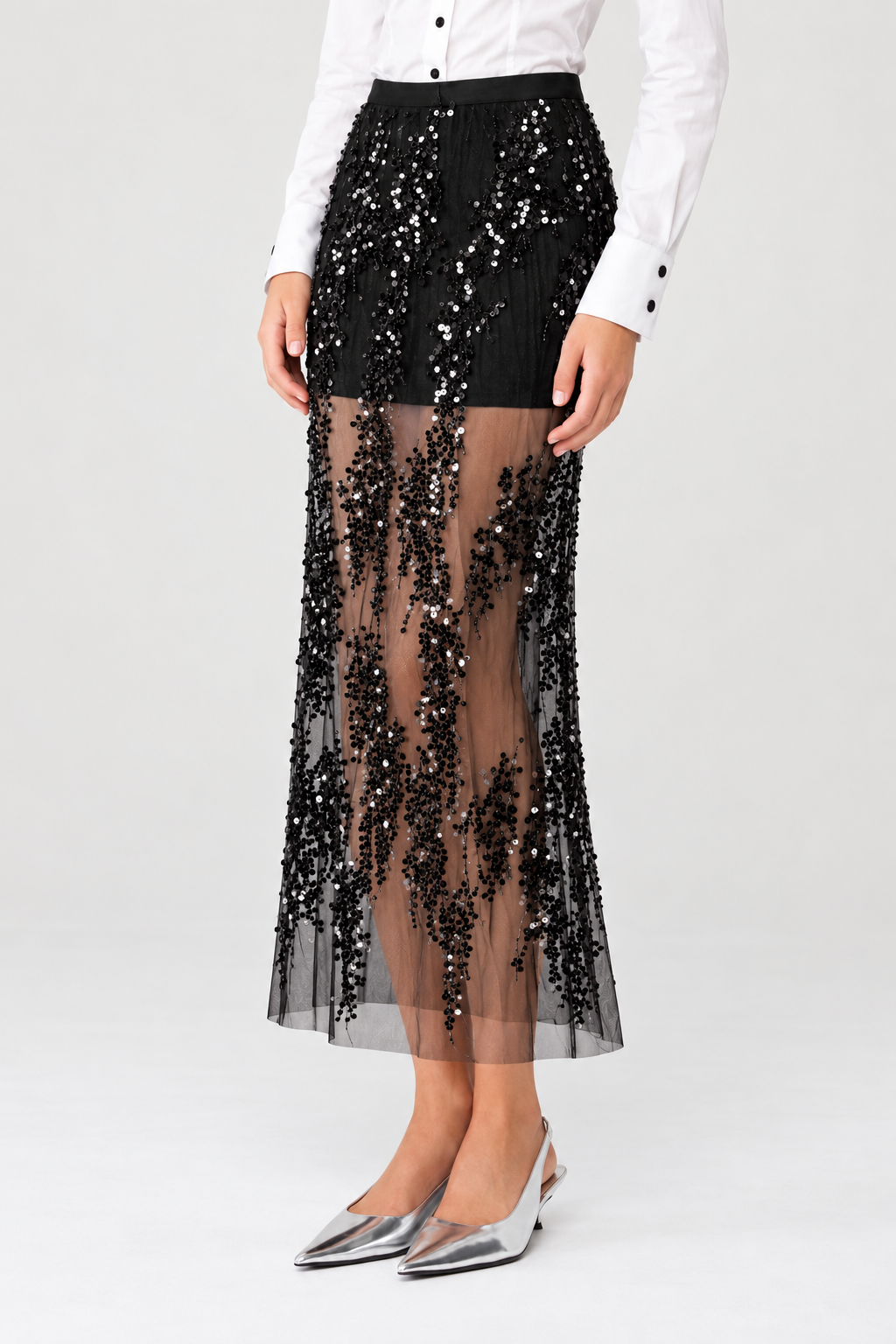 Afterparty Sequin Mesh Maxi Skirt view 3
