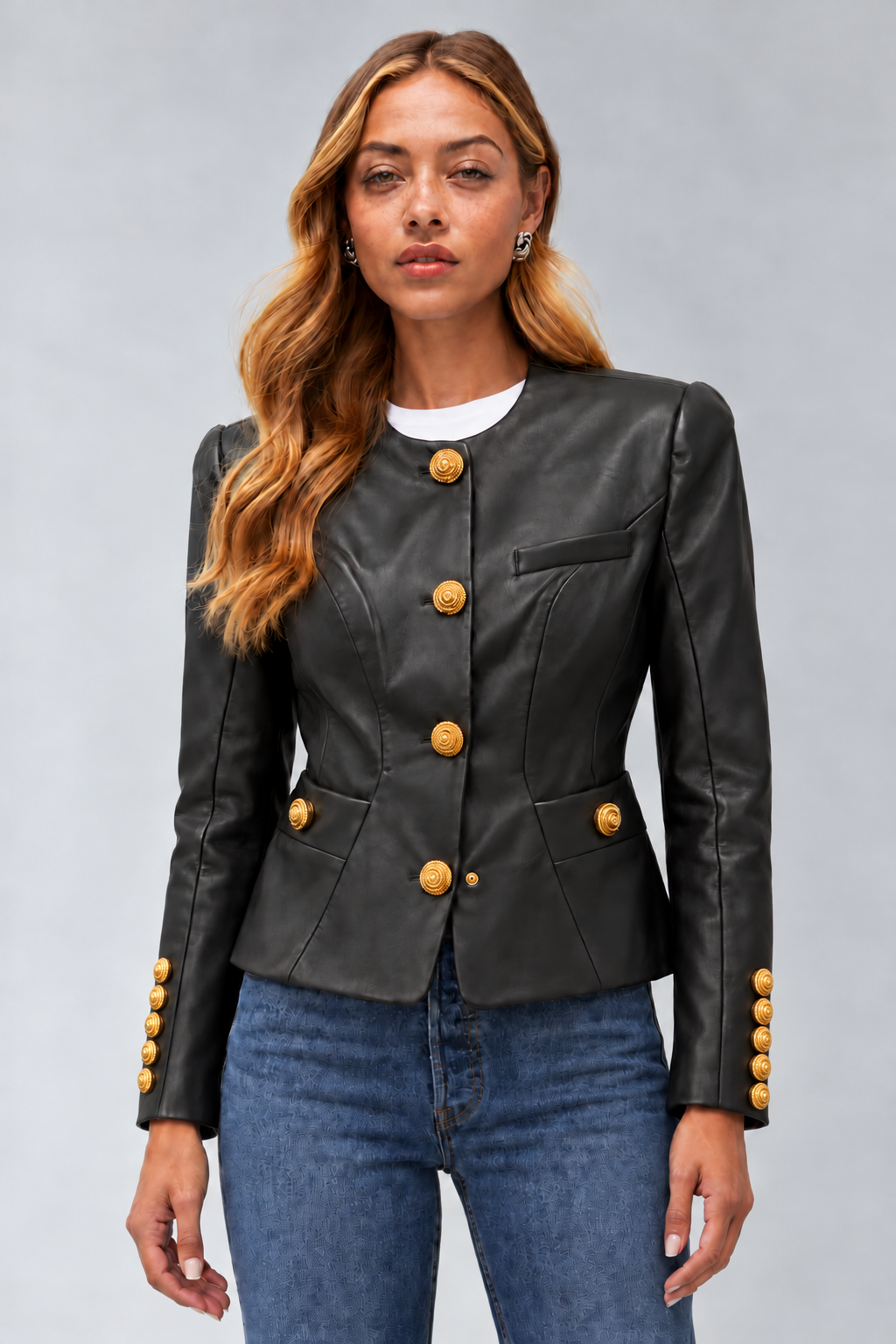 Midnight Muse Gold-Button Jacket