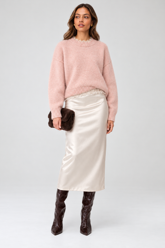 Blush Hour Lace-Trim Sweater view 3