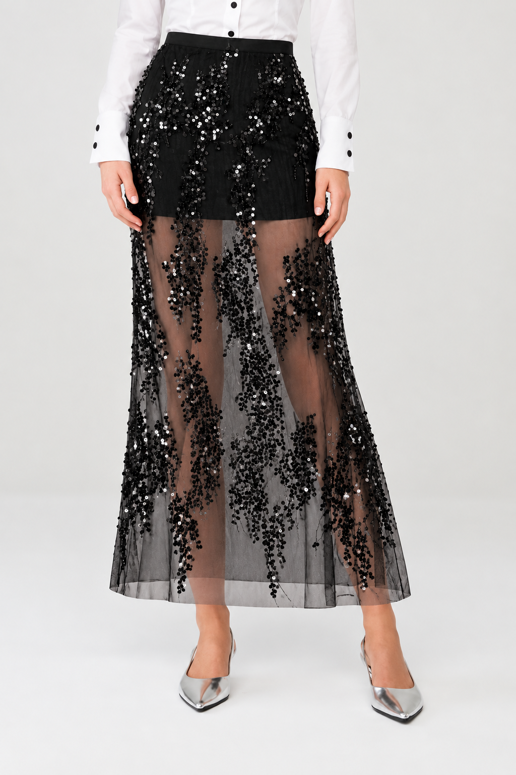 Afterparty Sequin Mesh Maxi Skirt view 2