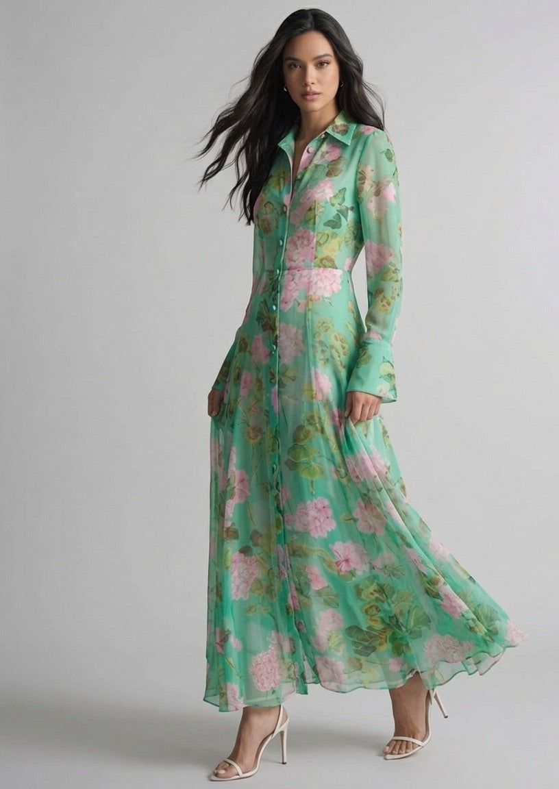 Floral Chiffon Garden Party Dress