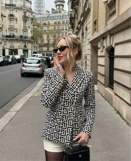 Jblonde Black & White Classic Imprint Blazer