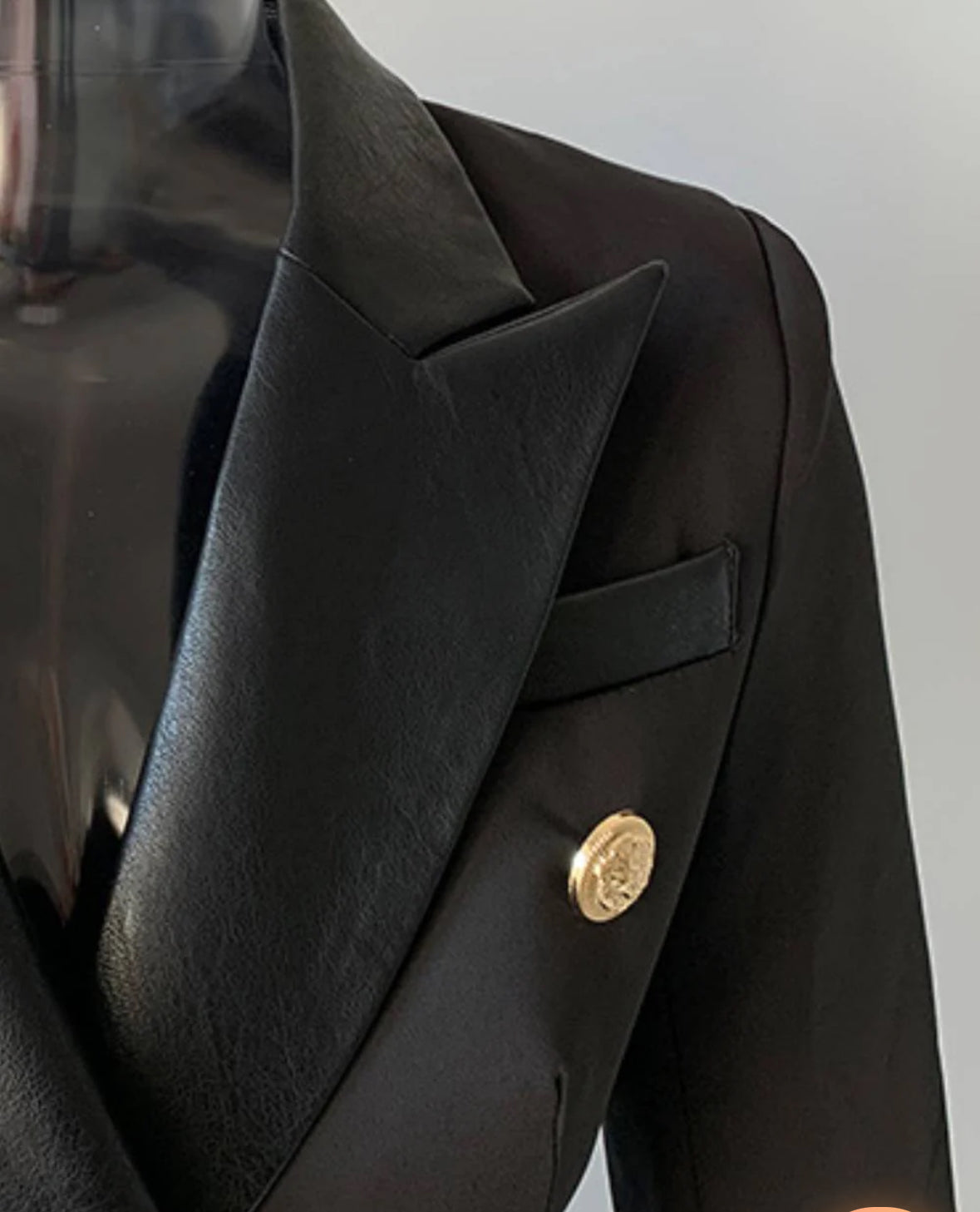 Jblonde Classic Black Leather Contrast Blazer
