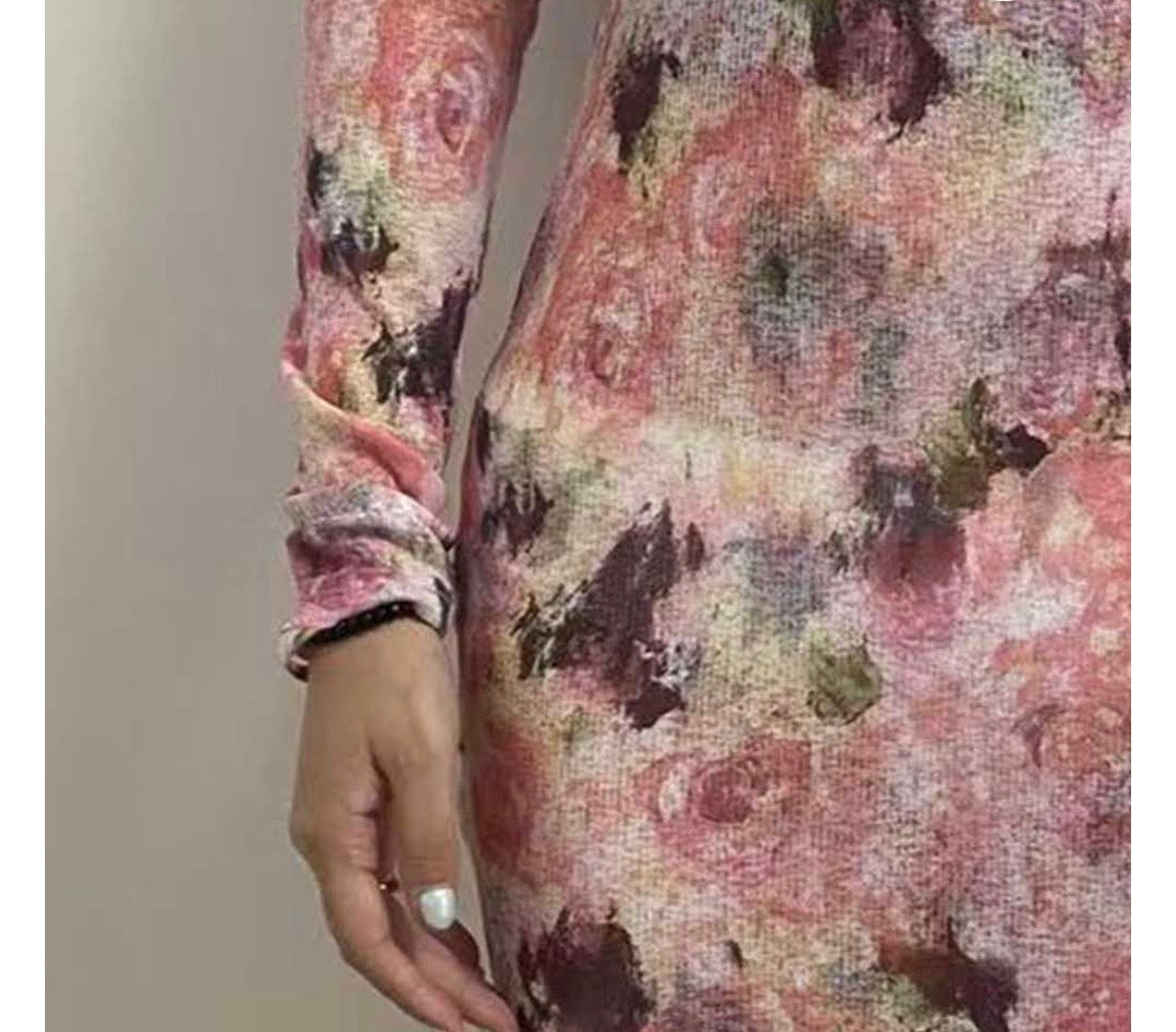 Jblonde Blushy Floral Mock Neck Midi Dress