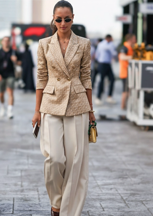 Jblonde Classic Beige Imprint Blazer