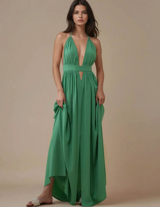 Jblonde Deep Halter Maxi Dress